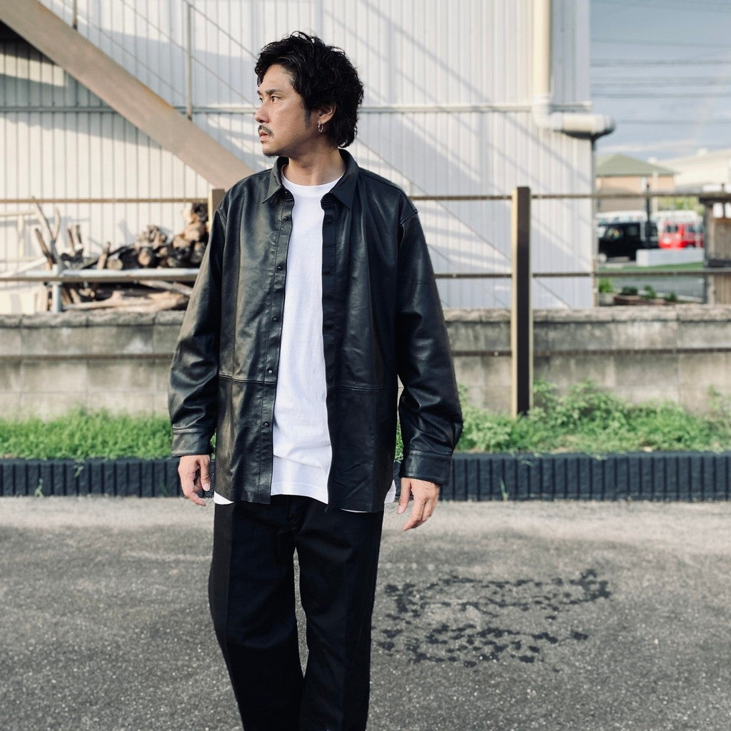 LEATHER SHIRT #GOAT SKIN SUEDE LEATHER [sn25f002]