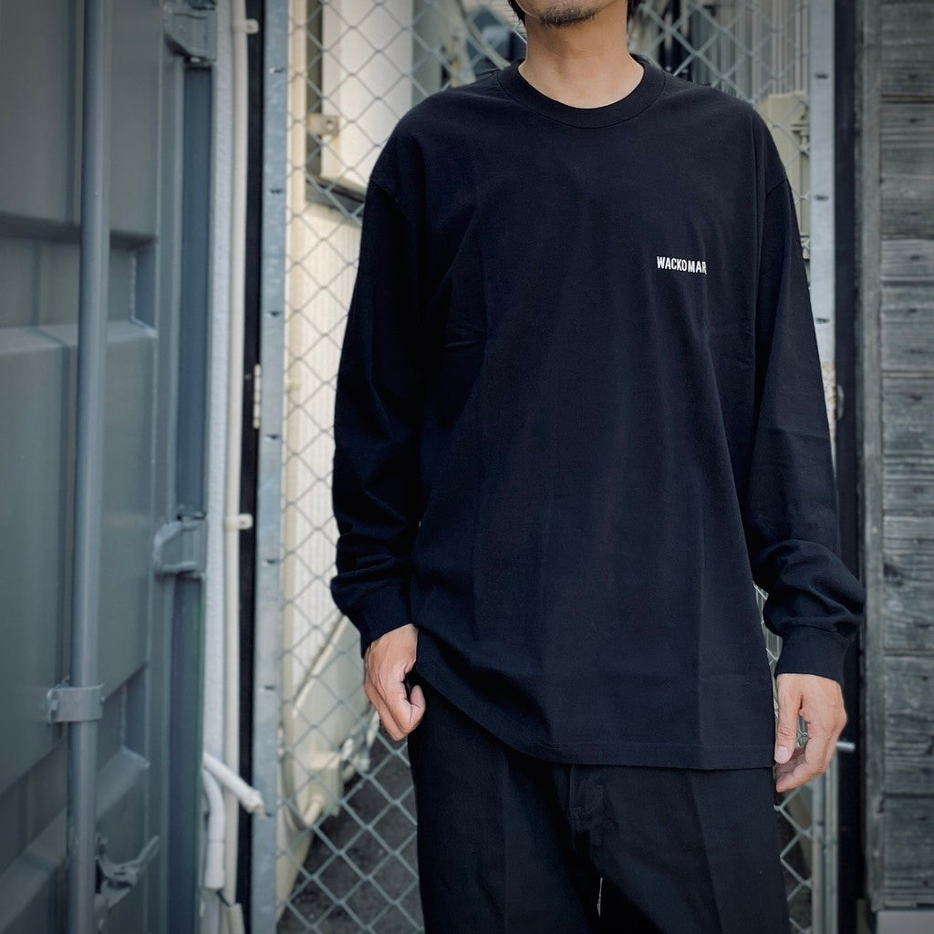 水洗重磅圓領長袖T卹 #黑色 [25FWE-WMT-LT01]