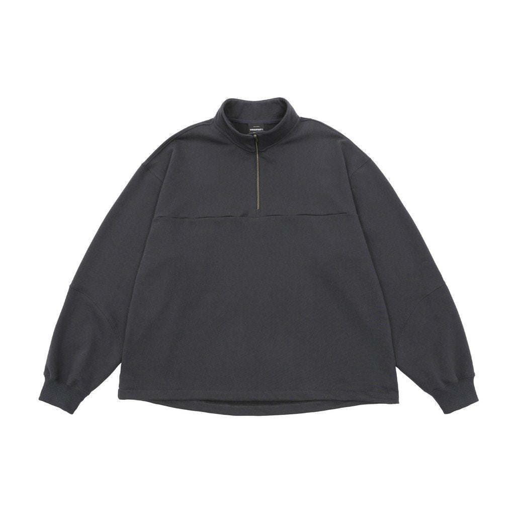 BIO WASHED EASY HALF ZIP SWEAT SHIRTS #ASH CHARCOAL [HOD25AWSWEHZSS]