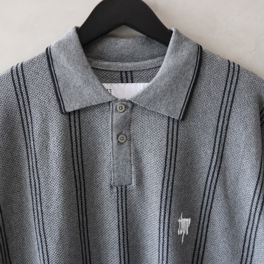 STRIPE KNIT POLO #GRAY [SS24-KN03]