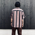 OMBRE STRIPED OPEN COLLAR SHIRT S/S #PINK [26SS-WMS-OC12]