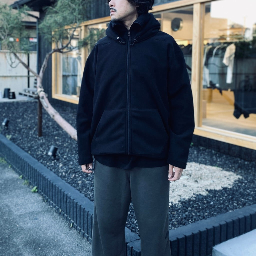 ATTACHED HOOD FLEECE ZIP UP #BLACK [CES29CS18]