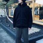 ATTACHED HOOD FLEECE ZIP UP #BLACK [CES29CS18]