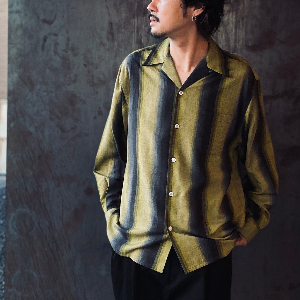 STRIPED OPEN COLLAR SHIRT L/S #YELLOW [25FW-WMS-OC07