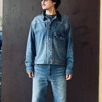 Leather Collar Denim Jacket #Indigo [SD26F-JK01]
