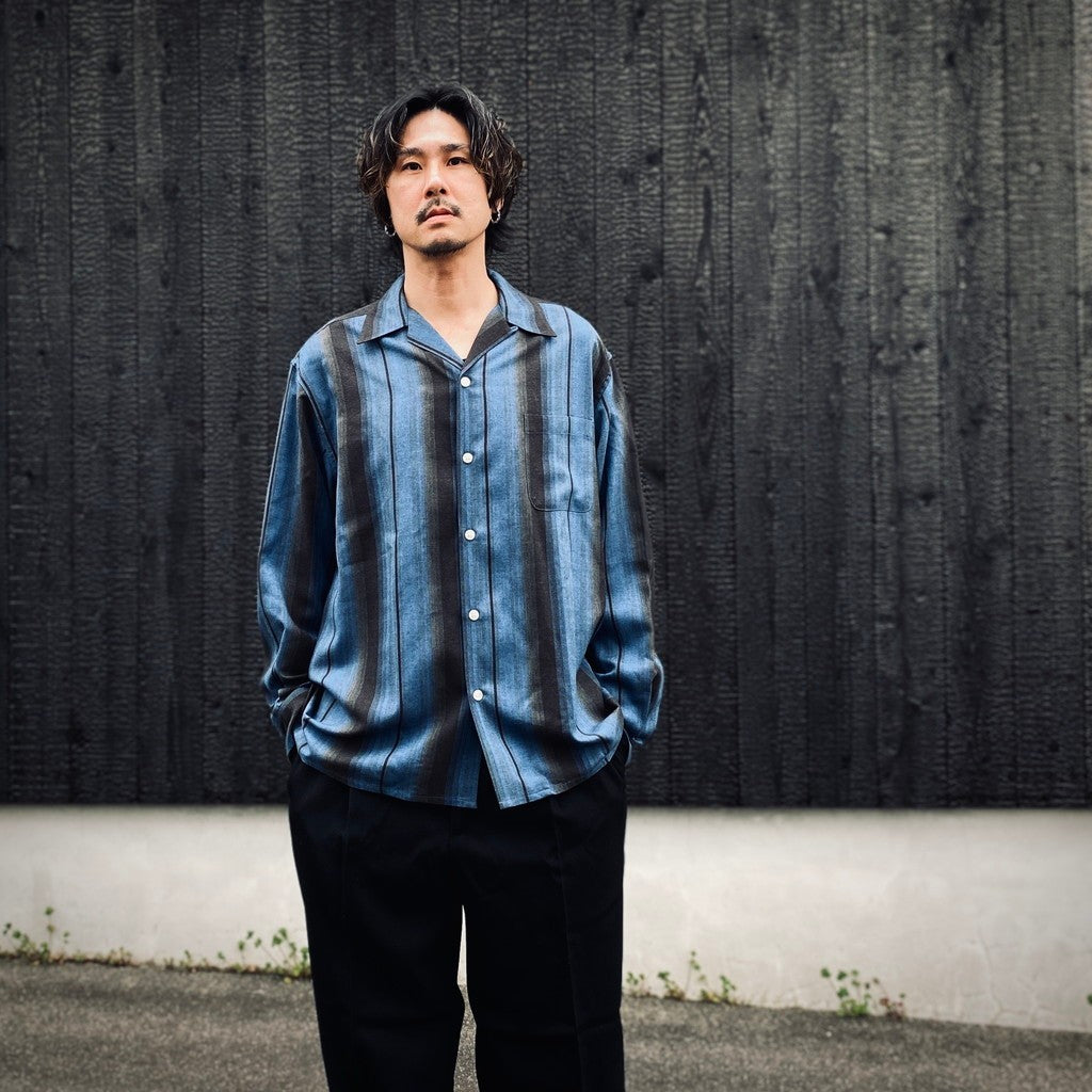 OMBRE STRIPED OPEN COLLAR SHIRT L/S #BLUE [26SS-WMS-OC13