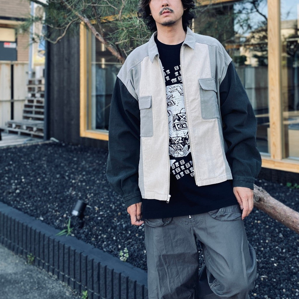 STRIPE CUT SHORT SHIRT JACKET #GREY [CES29JK21]