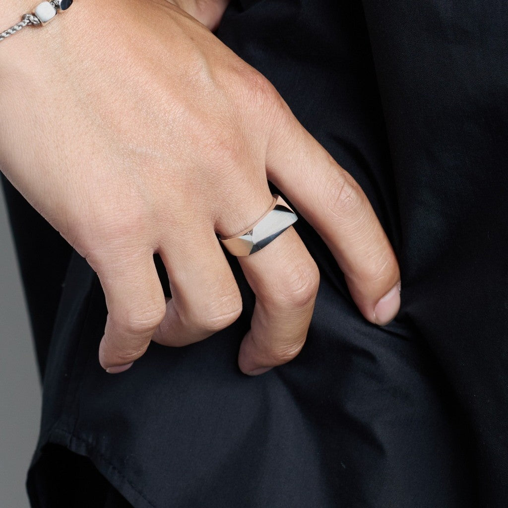 Pentagon Ring with Hair Line #SILVER [XOR122] – cocorozashi