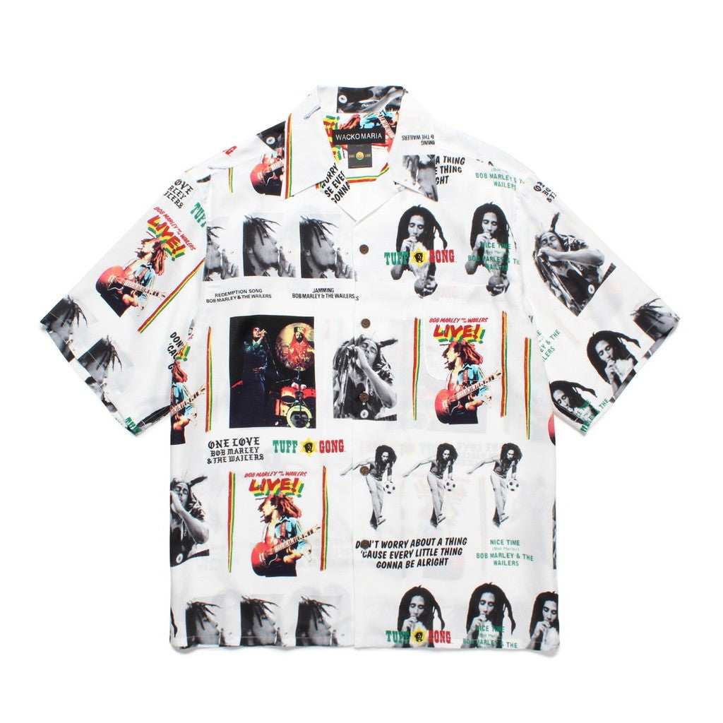 BOB MARLEY | HAWAIIAN SHIRT S/S ( TYPE-1 ) #WHITE [BOBMARLEY-WM-HI09]