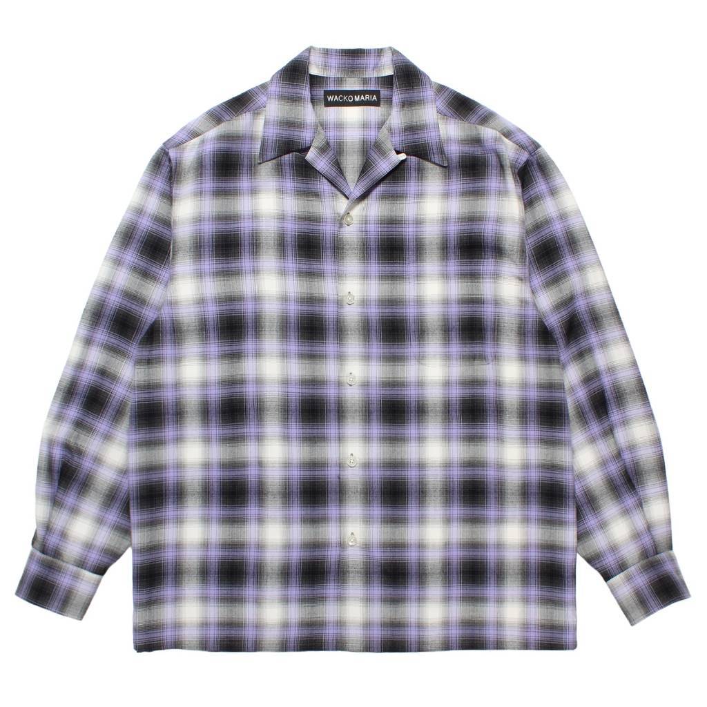 OMBRE CHECK OPEN COLLAR SHIRT L/S (TYPE-1) #PURPLE [25FW-WMS-OC05]