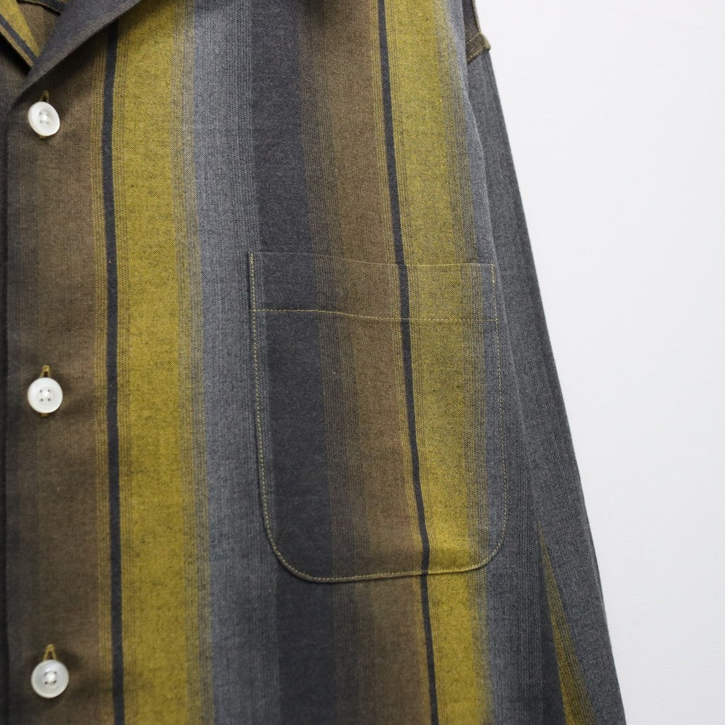 OMBRE STRIPED OPEN COLLAR SHIRT L/S #YELLOW [26SS-WMS-OC13