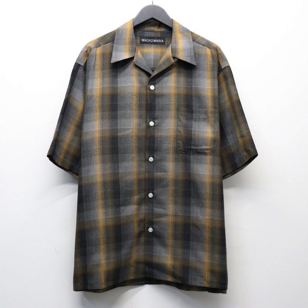 OMBRE CHECK OPEN COLLAR SHIRT S/S ( TYPE-1 ) #GRAY [26SS-WMS-OC09