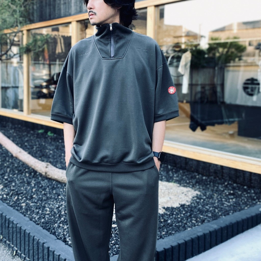 PE JERSEY SHORT SLEEVE HALF ZIP #CHARCOAL [CES29CS21]