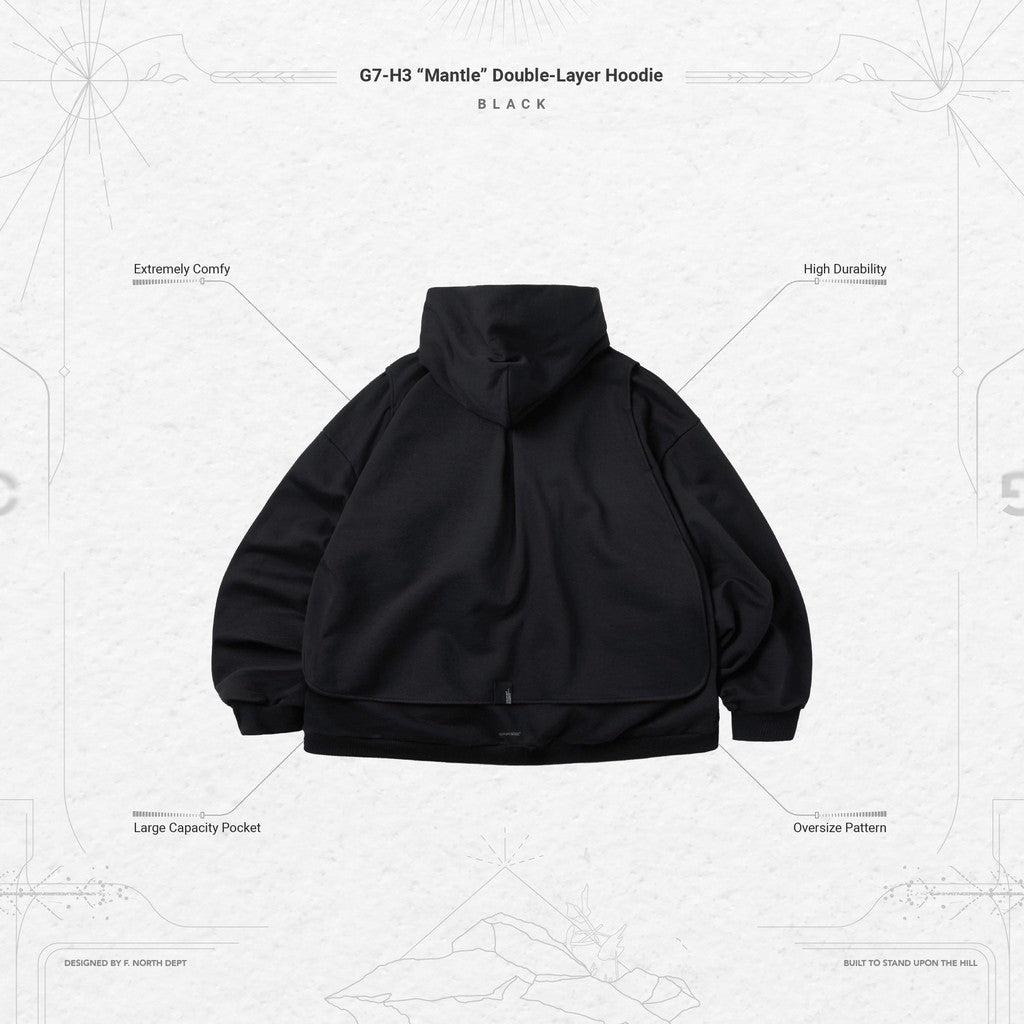 G7-H3 "Mantle" Double-Layer Hoodie #BLACK [GOOPI-23AW-JAN-03]