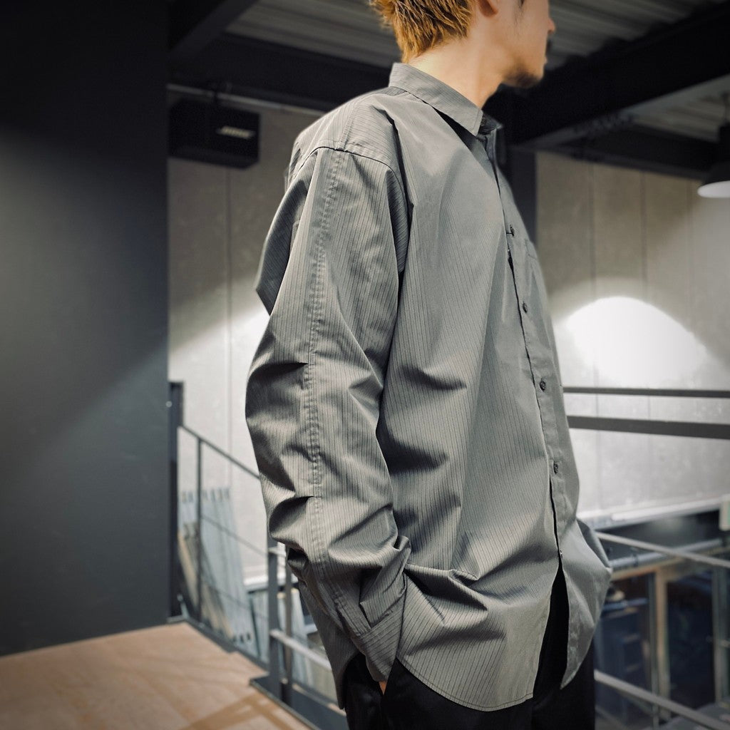 TECH REGULAR STRIPE SHIRT L/S #CHARCOAL [BE-81025]