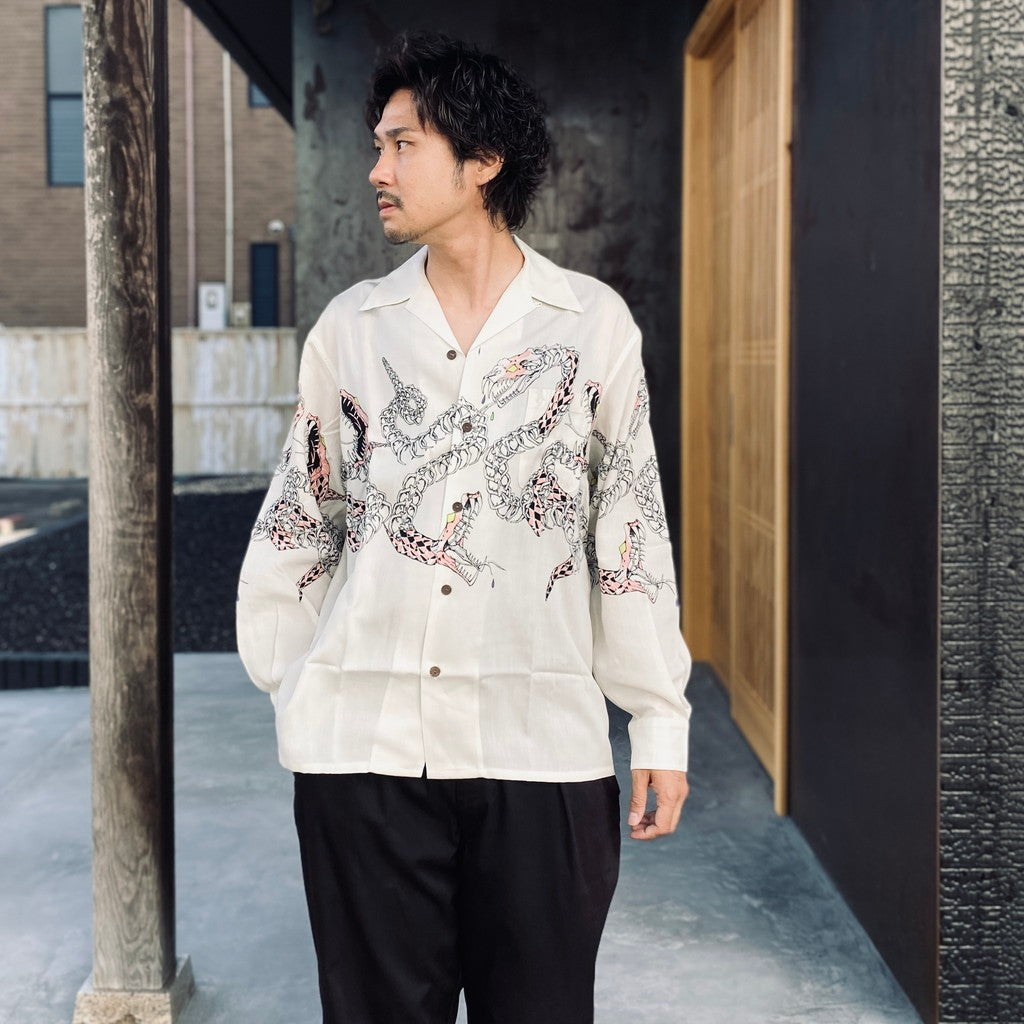 夏威夷長袖襯衫（4 型）#白色 [25FW-WMS-HI04]