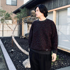 LEOPARD MOHAIR JACQUARD CREW NECK SWEATER #CHARCOAL [26FW-WMK-KN16]