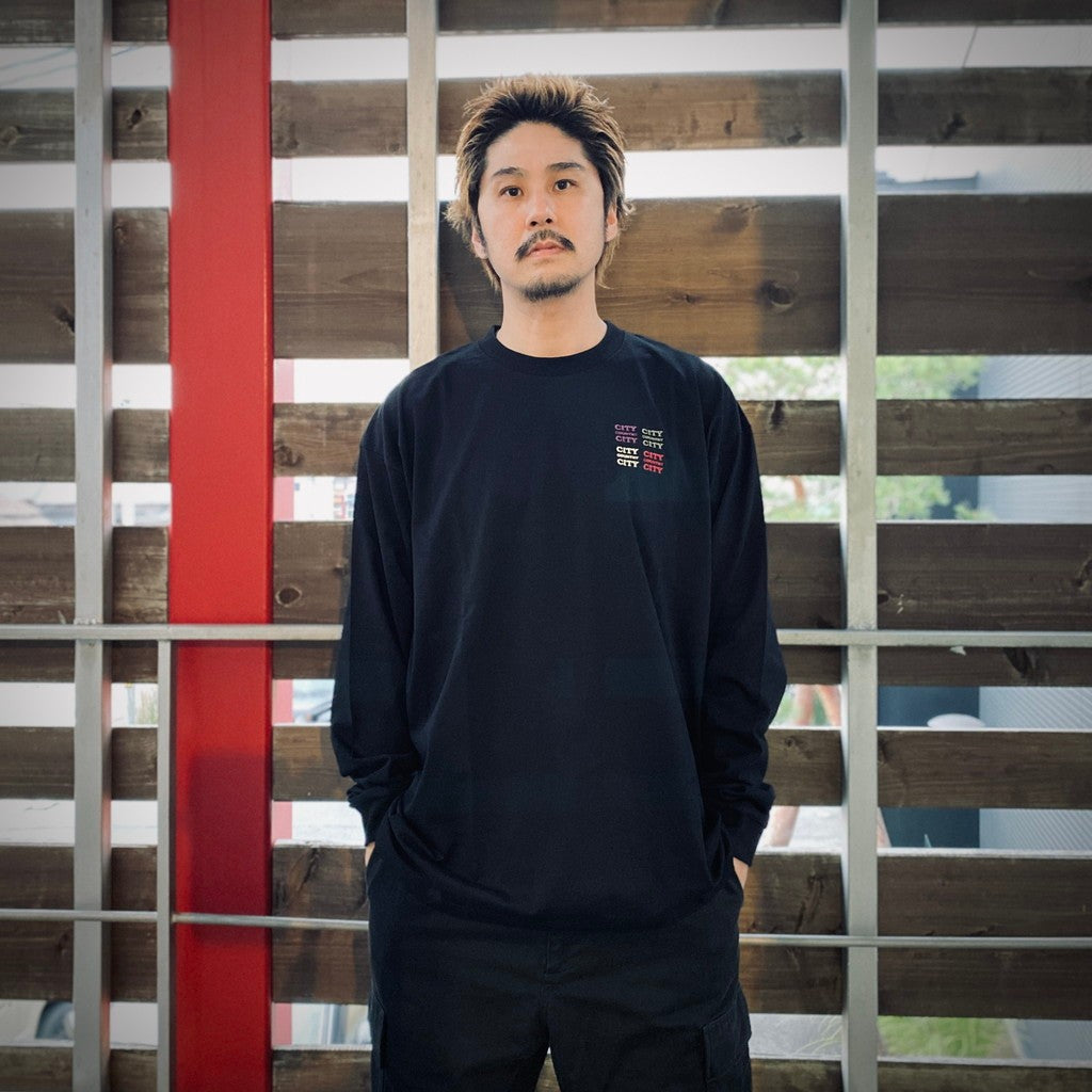 EMBROIDERED LOGO COTTON L/S T-SHIRT_CCCC #BLACK [CCC-251T003	]