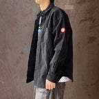 BRUSHED COTTON DESIGN BIG SHIRT #BLACK [CES29SH01]