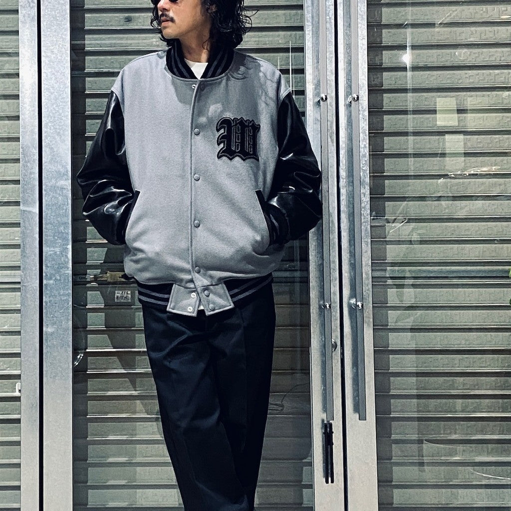 LEATHER VARSITY JACKET -B- (TYPE-2) #GRAY [24FW-WMO-BL16]