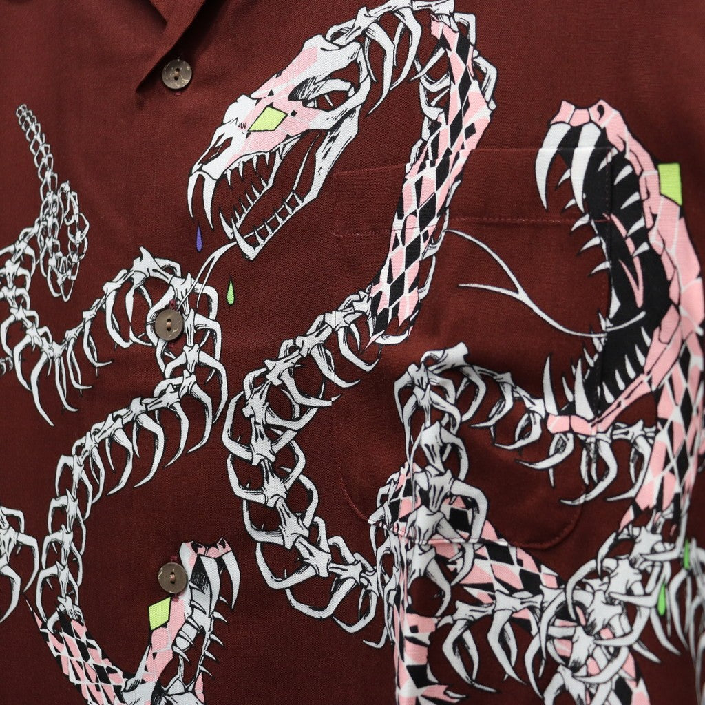 夏威夷長袖襯衫（4 型）#酒紅色 [25FW-WMS-HI04]