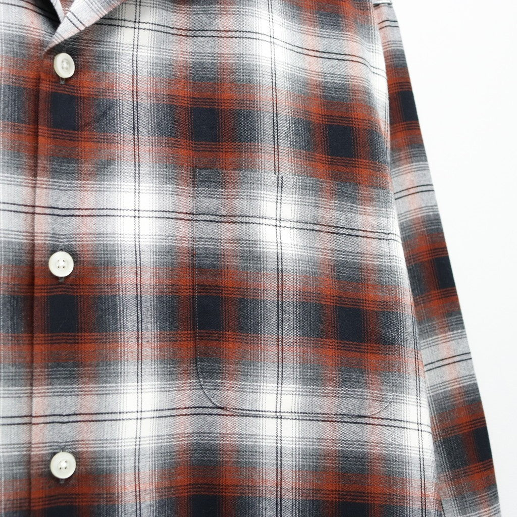 OMBRE CHECK OPEN COLLAR SHIRT L/S ( TYPE-1 ) #BROWN [26SS-WMS-OC11]