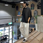 CHECKER PLATE HALF ZIP SHIRT #BLACK [SS24-S03]