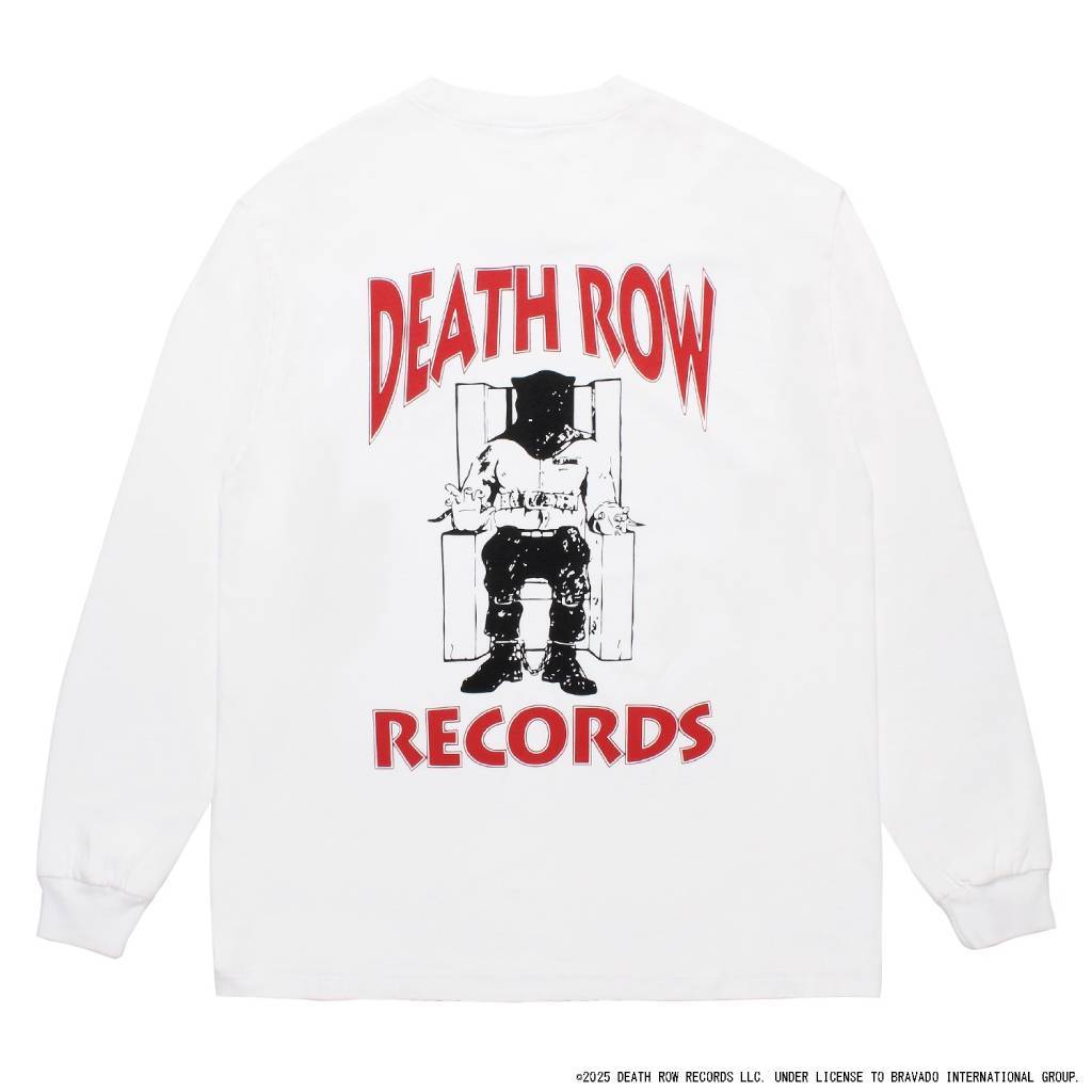 DEATH ROW RECORDS | WASHED HEAVY WEIGHT CREW NECK LONG SLEEVE T-SHIRT #WHITE [DEATHROW-WM-LT01]