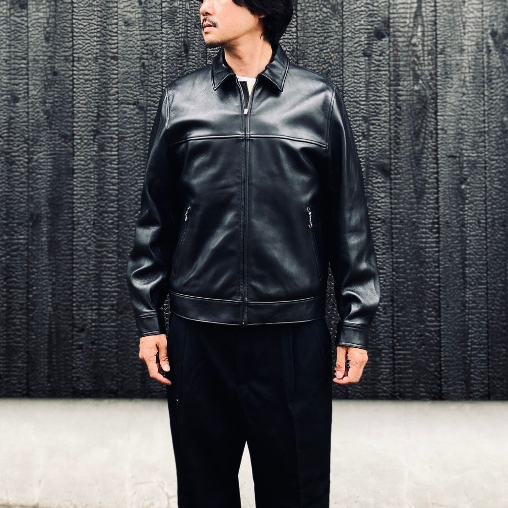 SINGLE RIDERS LEATHER JACKET ( TYPE-2 ) #BLACK [26FWE-WMO-BL04]