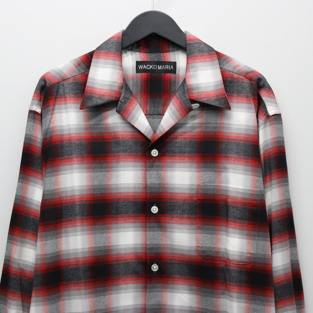 OMBRE CHECK OPEN COLLAR SHIRT L/S ( TYPE-2 ) #RED [25FW-WMS