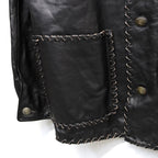 編織皮革連身工作服 #黑色 [BW252-BLC]