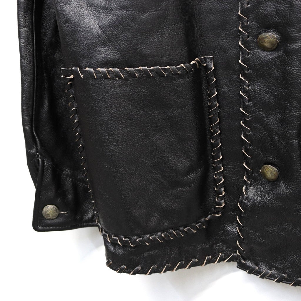 編織皮革連身工作服 #黑色 [BW252-BLC]