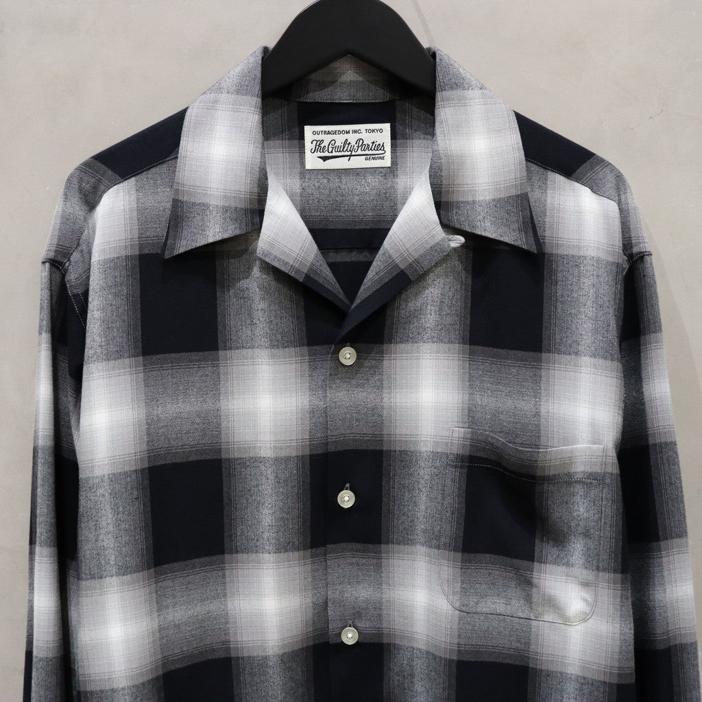 OMBRE CHECK OPEN COLLAR SHIRT L/S ( TYPE-1 ) #GRAY [24FW-WMS-OC01]