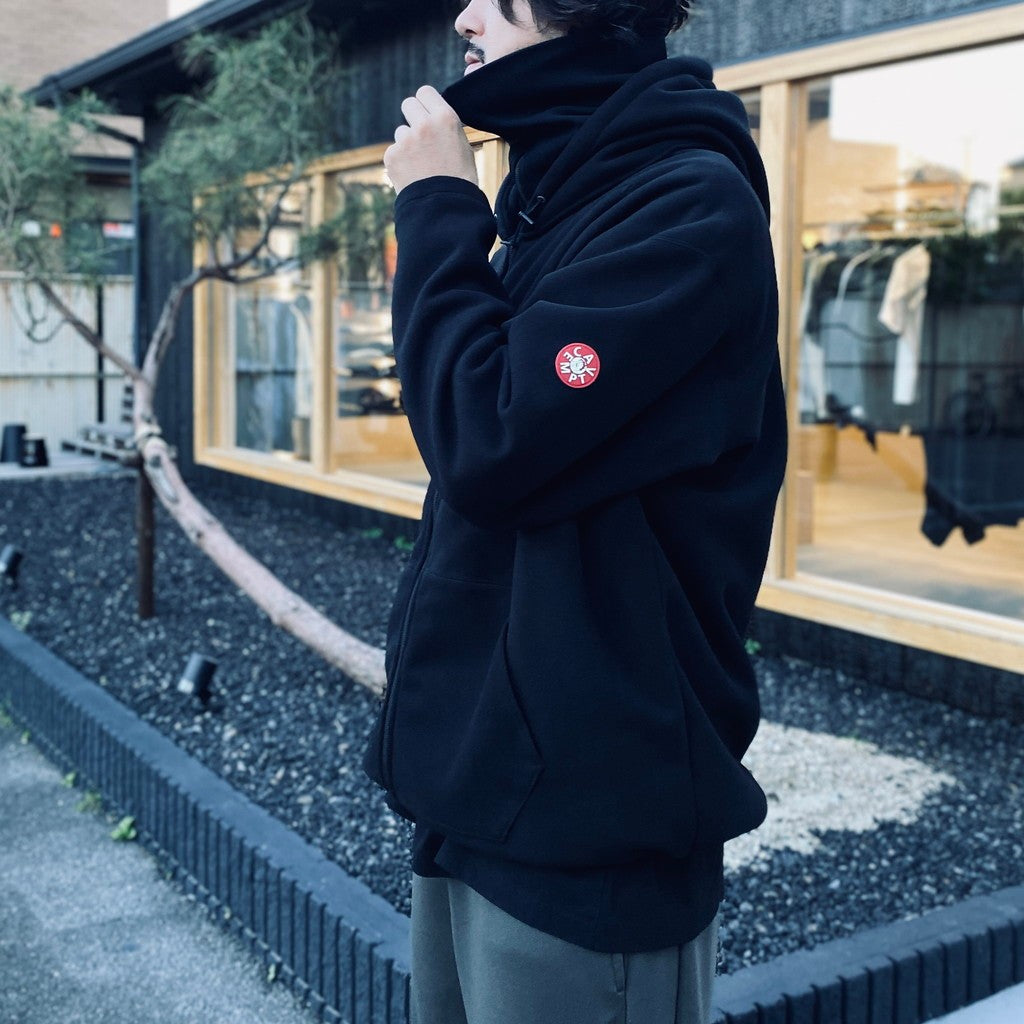 ATTACHED HOOD FLEECE ZIP UP #BLACK [CES29CS18]