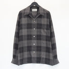 漸層格紋開領長袖襯衫 #灰色 [25FWE-WMS-OC01]