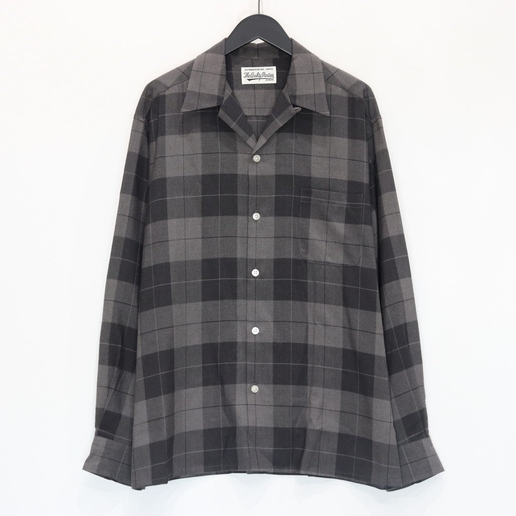 漸層格紋開領長袖襯衫 #灰色 [25FWE-WMS-OC01]