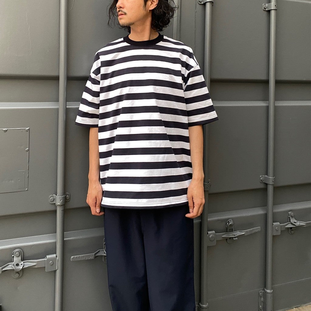 TECH DRAWSTRING BORDER S/S TEE #WHITE/NAVY [BE-36024]