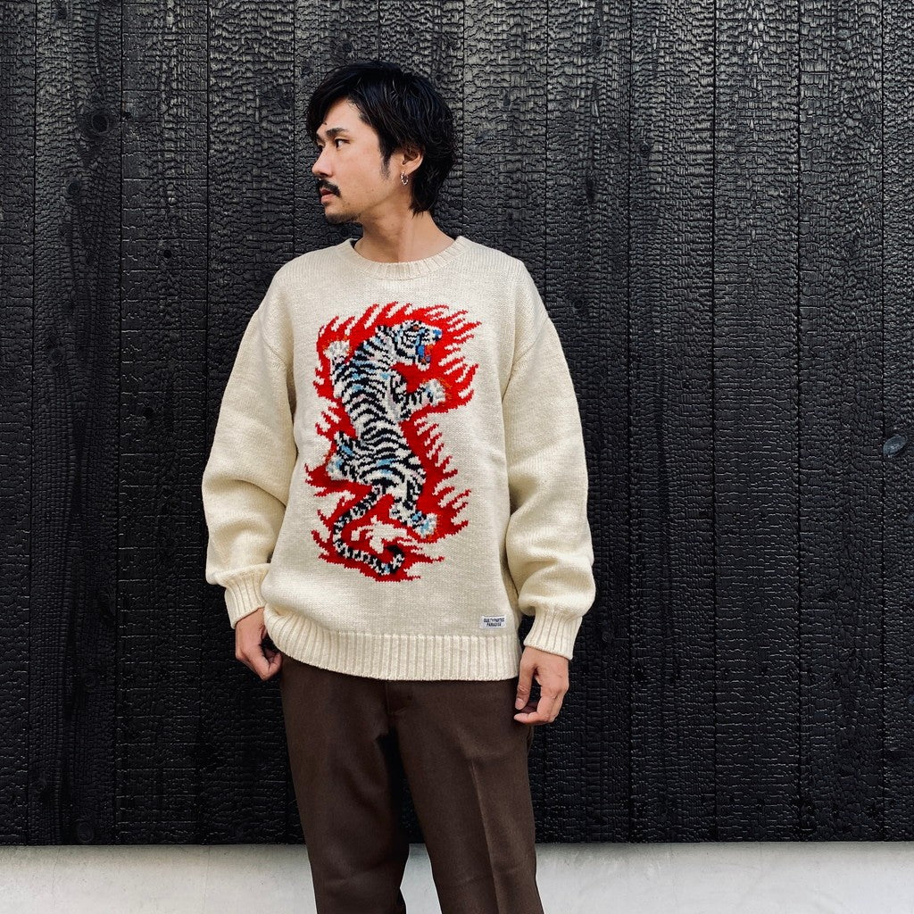 TIM LEHI | INTARSIA CREW NECK SWEATER #WHITE [22FW-WMK-KN22]