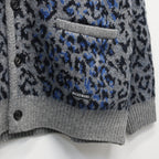 LEOPARD MOHAIR CARDIGAN #GRAY [25FW-WMK-KN08]