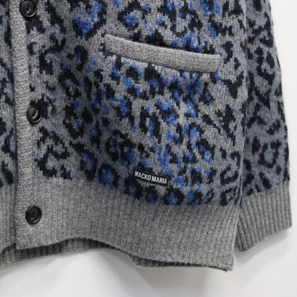 LEOPARD MOHAIR CARDIGAN #GRAY [25FW-WMK-KN08]