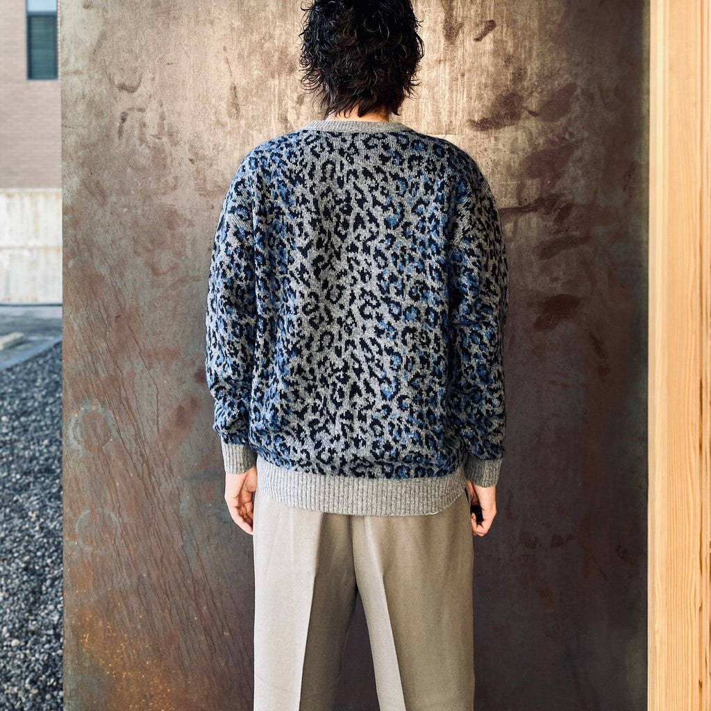LEOPARD MOHAIR CREW NECK SWEATER #GRAY [25FW-WMK-KN07]