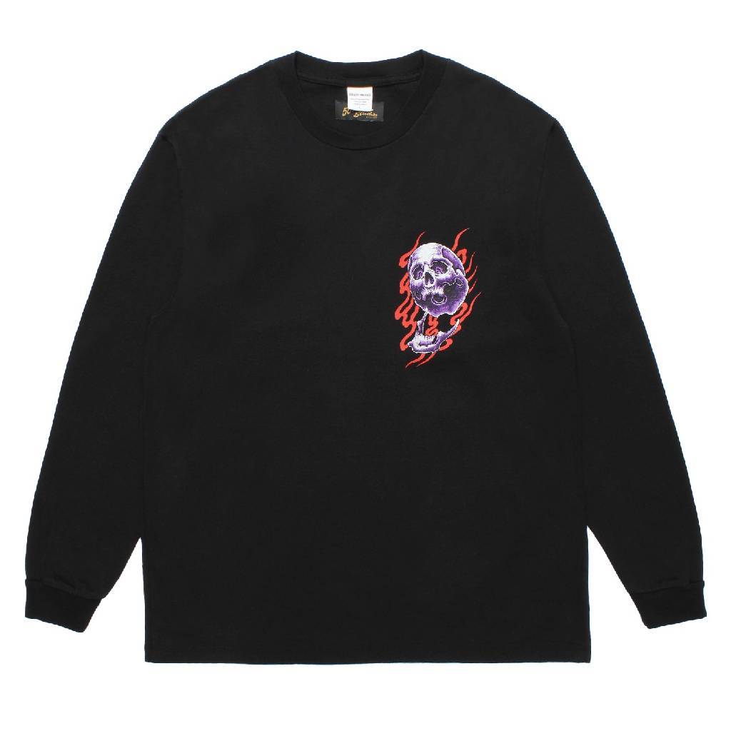 56 TATTOO STUDIO | WASHED HEAVY WEIGHT CREW NECK LONG SLEEVE T-SHIRT #BLACK [56TS-WM-LT04]