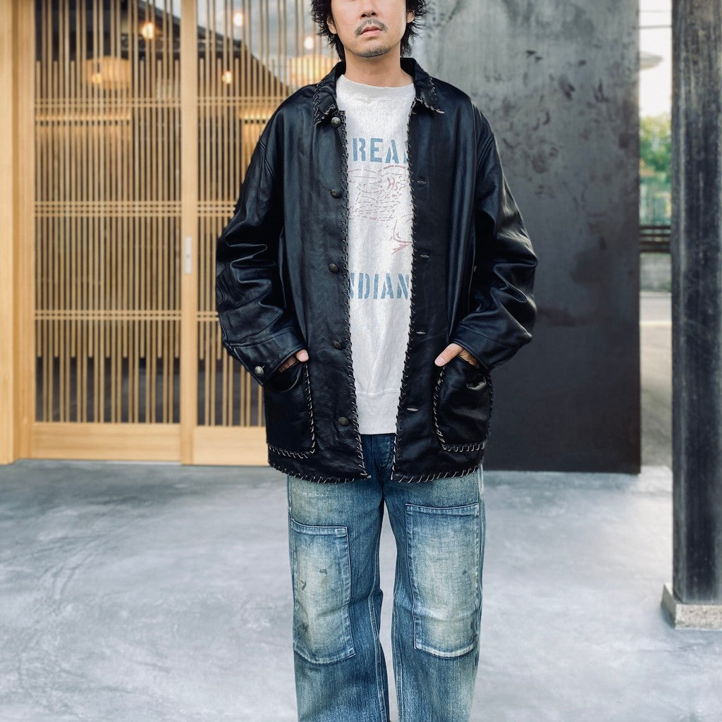 編織皮革連身工作服 #黑色 [BW252-BLC]