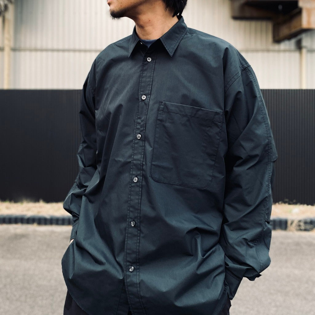 TECH REGULAR COLLAR SHIRT L/S SOLID #INK BLACK [BE-81026]