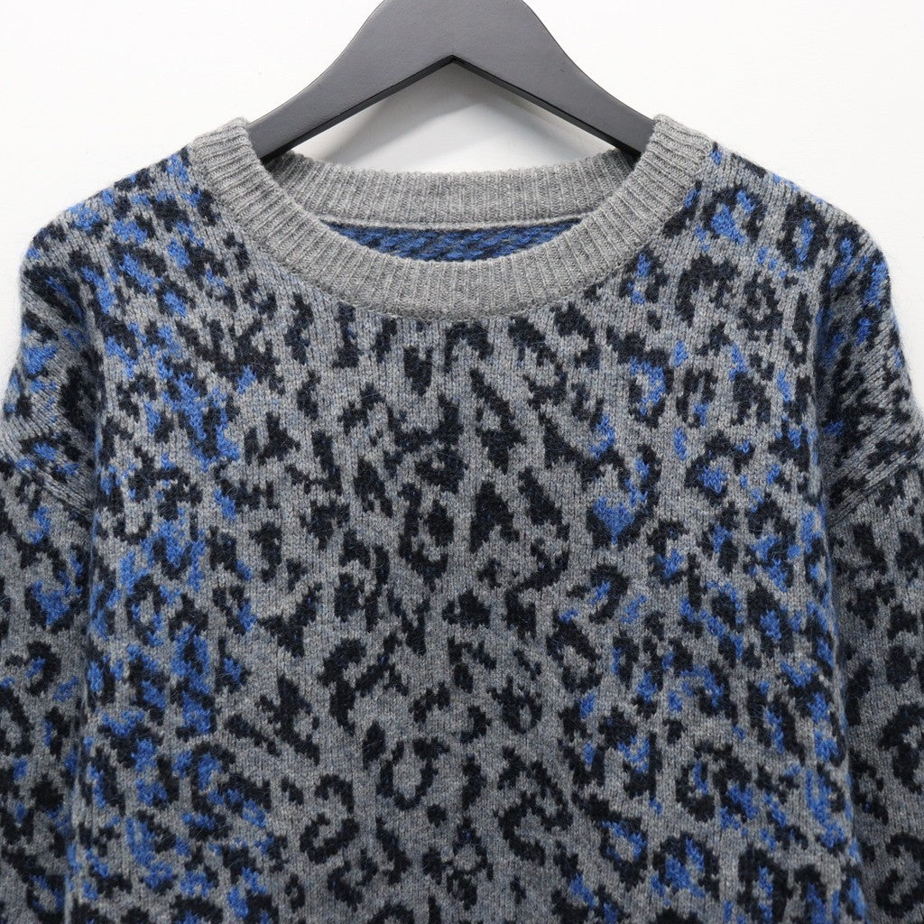 LEOPARD MOHAIR CREW NECK SWEATER #GRAY [25FW-WMK-KN07]