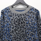 LEOPARD MOHAIR CREW NECK SWEATER #GRAY [25FW-WMK-KN07]