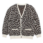 LEOPARD MOHAIR JACQUARD CARDIGAN #WHITE [26FW-WMK-KN17]