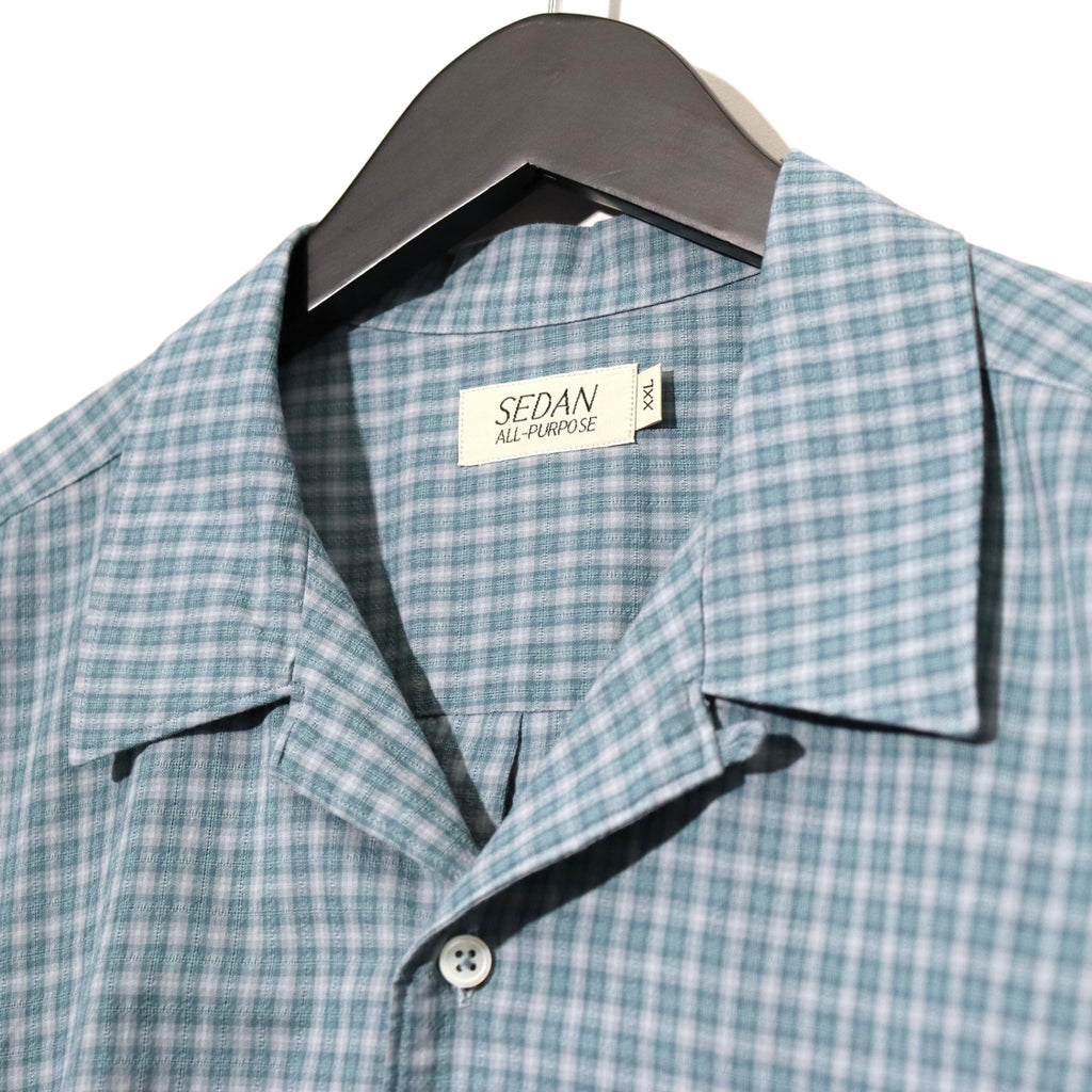 Dobby Plaid Open Collar S/S Shirt #Slate x Grey [SD26S-SH05]