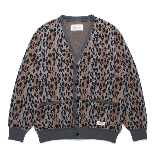 LEOPARD JACQUARD KNIT CARDIGAN #GRAY [25SSE-WMK-KN06]