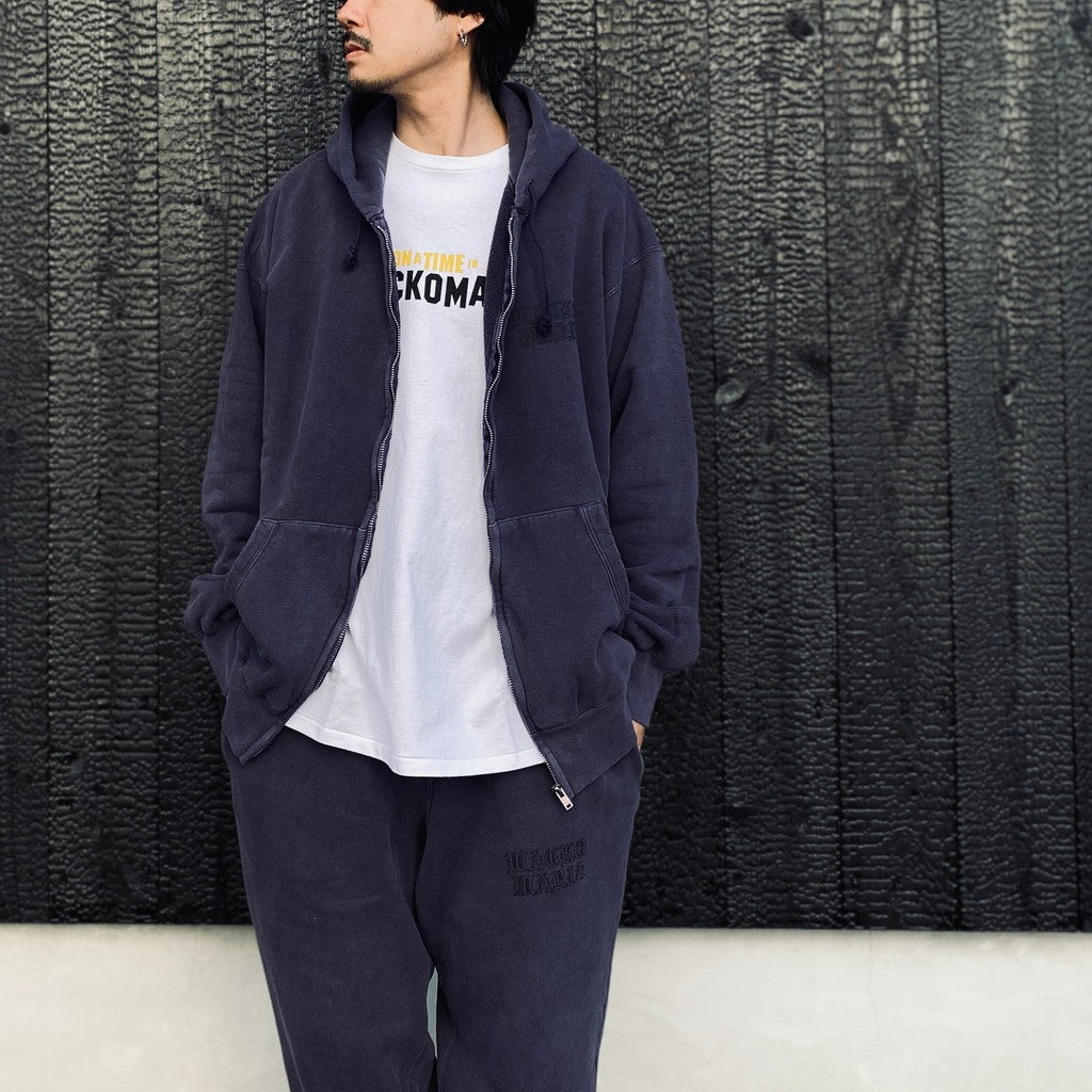 WASHED MIDDLE WEIGHT FULL ZIP HOODED SWEAT SHIRT #PURPLE [26SS-WMC-SS04]